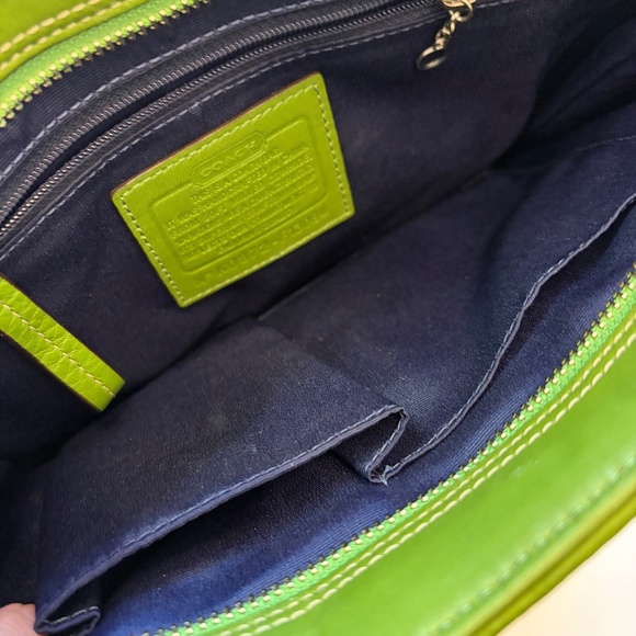 Coach Medium Hampton Lime Green Leather Y2K Carryall - Picture 10 of 11